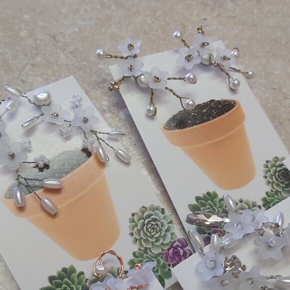 Reseller or Gift lot  9 pairs of  handmade beaded earrings post w/ wrap LOT3 - Picture 4 of 4